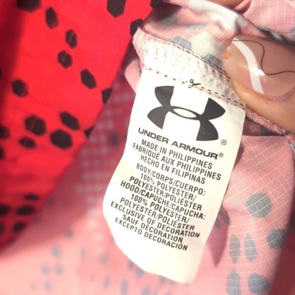 Under Armour UA Storm Hooded Rain Jacket Unisex Youth Medium Red Geometric - Picture 8 of 10